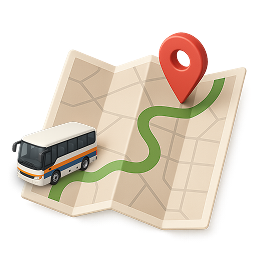 Bus on a map with location pin – Live Bus Location Tracking